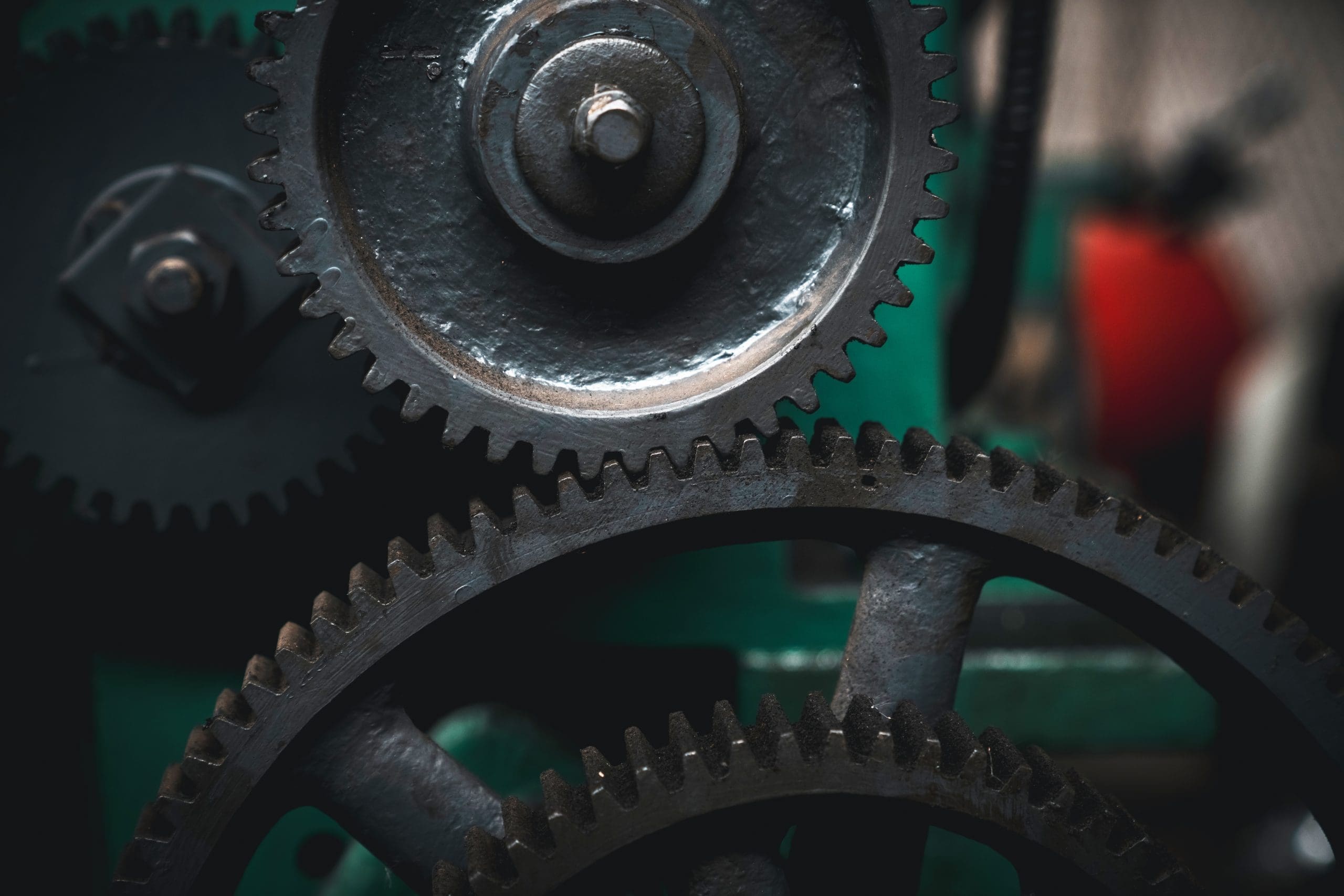 Close Up Old Industrial Gear Wheels., Industry Parts Concept.