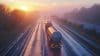 Oil Tanker Driving Down Highway