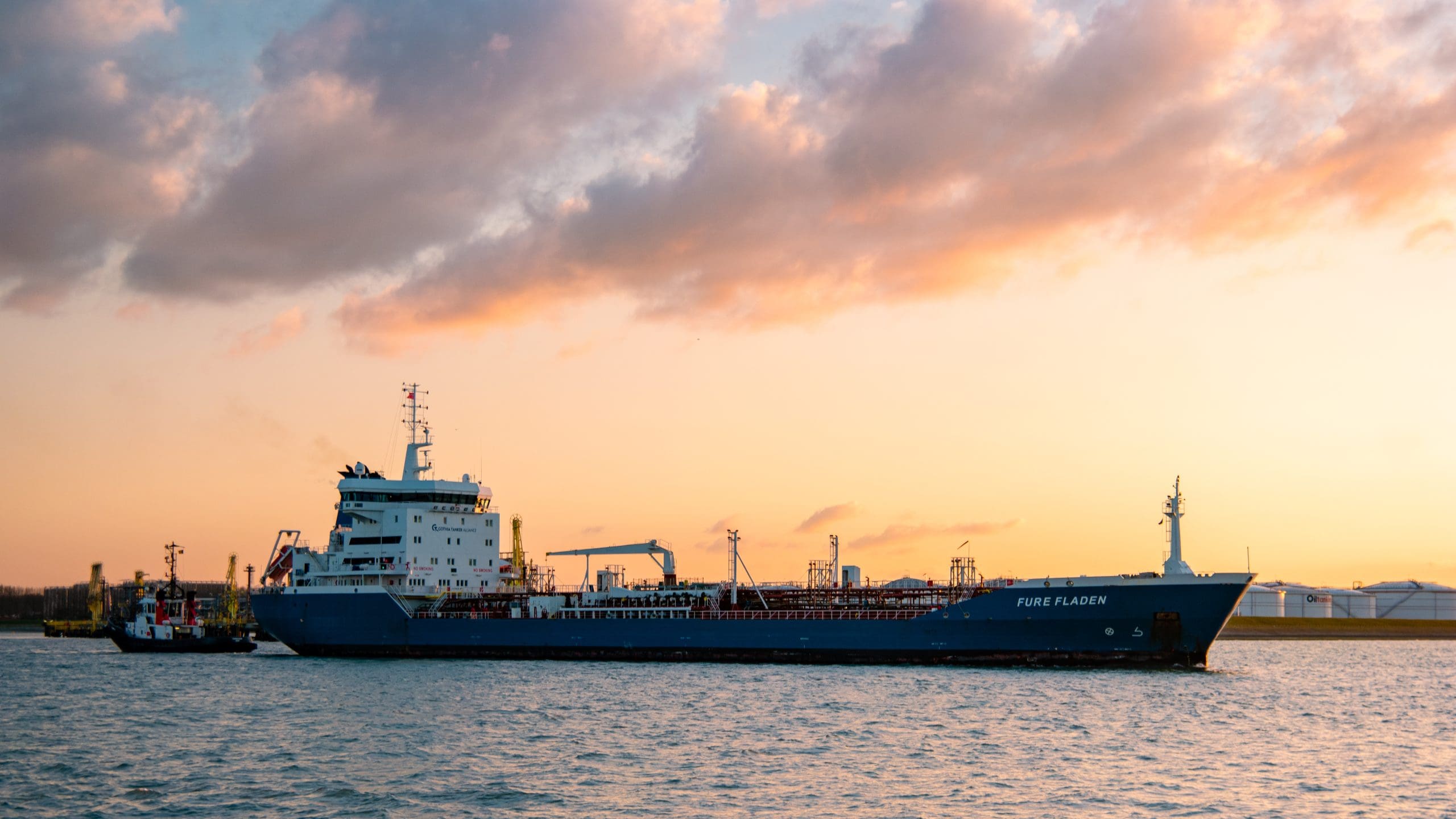 Rotterdam Netherlands, Oil Harbour Tank Terminals And Chemical Carriers In The Port Of Rotterdam