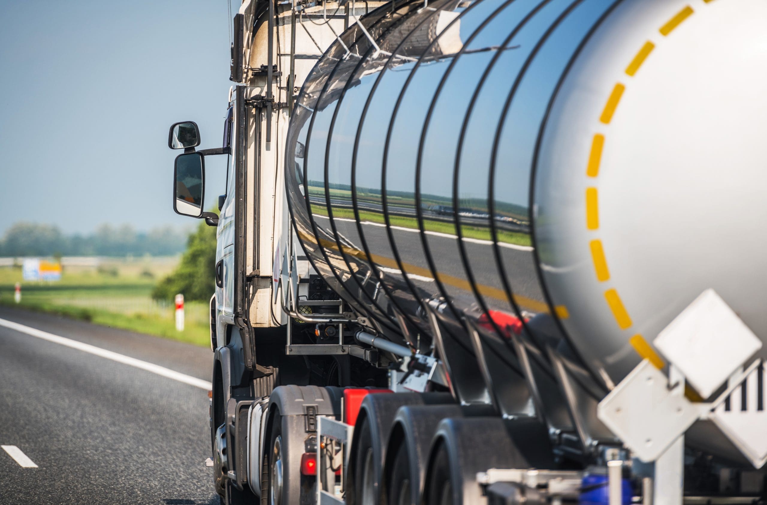 Tank Trailer Semi Truck On A Highway