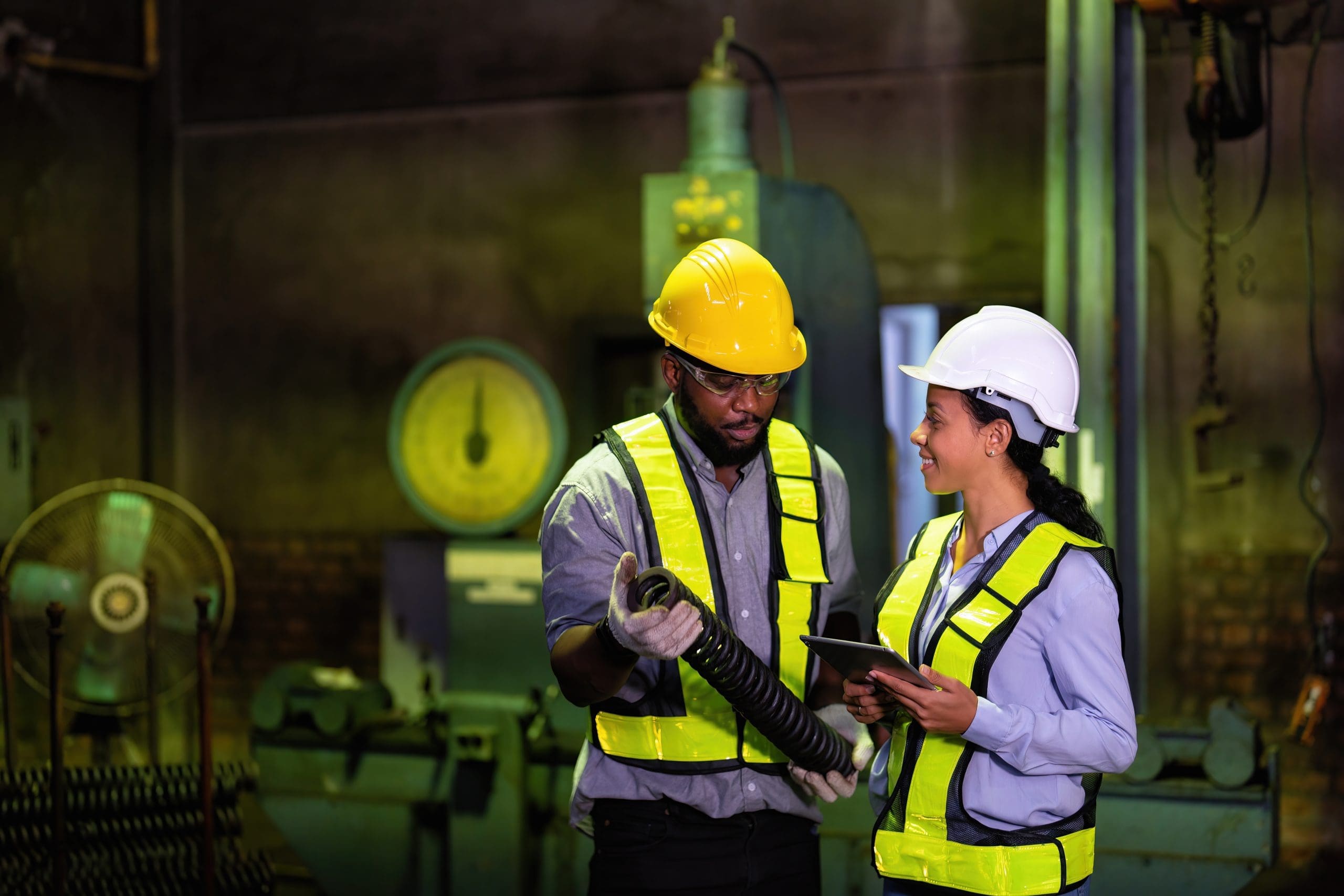 The Engineer Consult Manager Looks At The Digital Tablet Checking Maintenance Part For Outage