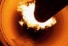 Close Up Of Flame In Rotary Kiln During Heating Mode In Cement Plant